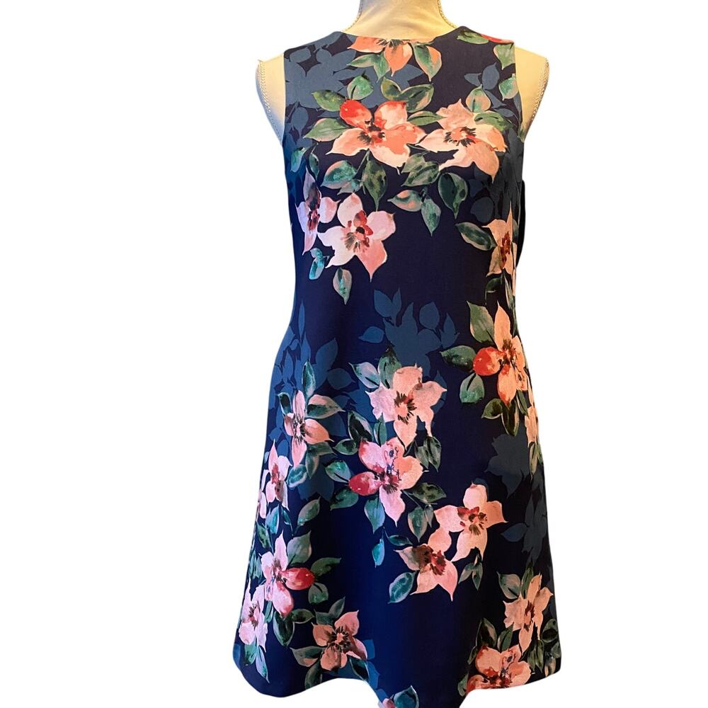 Donna Morgan Size 2 Fairy Cottage Navy floral dress with pockets Navy Pink